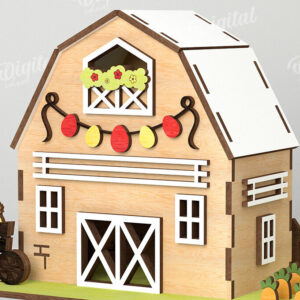 Intra απο ξύλο plywood 3mm-4mm πάχος – Ξύλινο Πασχαλινό Σπίτι με λέιζερ. 3D Πάσχα Δίασταση  20x20 cm INTRAFABR-116176425