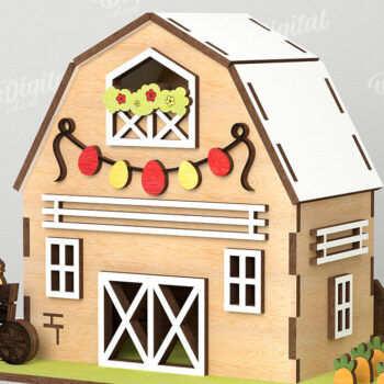 Intra απο ξύλο plywood 3mm-4mm πάχος – Ξύλινο Πασχαλινό Σπίτι με λέιζερ. 3D Πάσχα Δίασταση 20x20 cm INTRAFABR-116176425 - Image 1