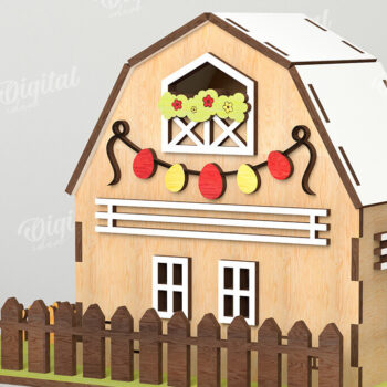 Intra απο ξύλο plywood 3mm-4mm πάχος – Ξύλινο Πασχαλινό Σπίτι με λέιζερ. 3D Πάσχα Δίασταση 20x20 cm INTRAFABR-116176425 - Image 2