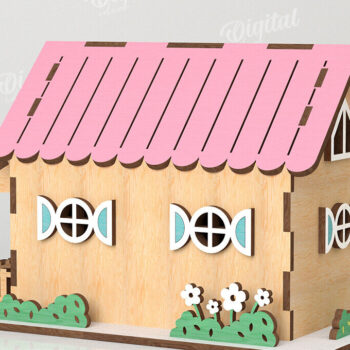 Intra απο ξύλο plywood 3mm-4mm πάχος – Ξύλινο Πασχαλινό Σπίτι με λέιζερ. 3D Πάσχα Δίασταση  20x20 cm INTRAFABR-116176525 - Image 2