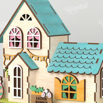 Intra απο ξύλο plywood 3mm-4mm πάχος – Ξύλινο Πασχαλινό Σπίτι με λέιζερ. 3D Πάσχα Δίασταση  20x20 cm INTRAFABR-116176562 - Image 1