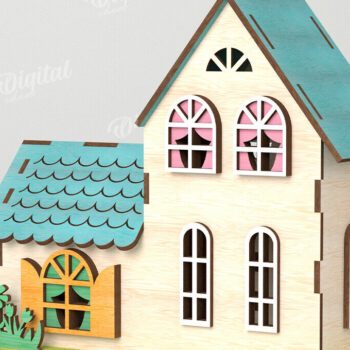 Intra απο ξύλο plywood 3mm-4mm πάχος – Ξύλινο Πασχαλινό Σπίτι με λέιζερ. 3D Πάσχα Δίασταση  20x20 cm INTRAFABR-116176562 - Image 2