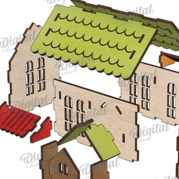 Intra απο ξύλο plywood 3mm-4mm πάχος – Ξύλινο Πασχαλινό Σπίτι με λέιζερ. 3D Πάσχα Δίασταση 20x20 cm INTRAFABR-116176238 - Image 3