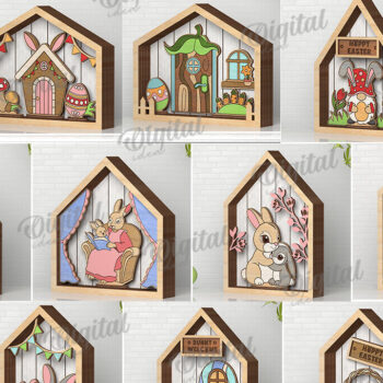 Intra απο ξύλο plywood 3mm-4mm πάχος – Ξύλινα Πασχαλινά Σπίτια κομμένα με λέιζερ Δίασταση  20x20 cm INTRAFABR-115216418 - Image 2