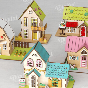 Intra απο ξύλο plywood 3mm-4mm πάχος – Ξύλινα Πασχαλινά Σπίτια LaserCut Bundle Δίασταση  20x20 cm INTRAFABR-116178091 - Image 1