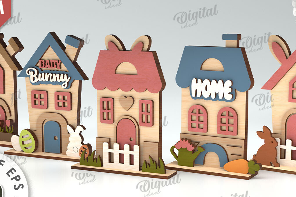 Intra απο ξύλο plywood 3mm-4mm πάχος – Ξύλινα Πασχαλινά Σπίτια LaserCut Bundle Δίασταση  20x20 cm INTRAFABR-115445866