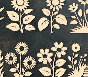 Intra απο ξύλο plywood 3mm-4mm πάχος – Ξύλινο Flower Arrange Paper Cut 1640 Δίασταση  20x20 cm INTRAFABR-123005594