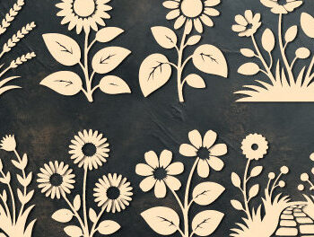 Intra απο ξύλο plywood 3mm-4mm πάχος – Ξύλινο Flower Arrange Paper Cut 1640 Δίασταση  20x20 cm INTRAFABR-123005594 - Image 1