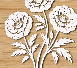 Intra απο ξύλο plywood 3mm-4mm πάχος – Ξύλινο Flower Arrange Paper Cut 1648 Δίασταση  20x20 cm INTRAFABR-123197140