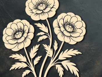 Intra απο ξύλο plywood 3mm-4mm πάχος – Ξύλινο Flower Arrange Paper Cut 1648 Δίασταση  20x20 cm INTRAFABR-123197140 - Image 2