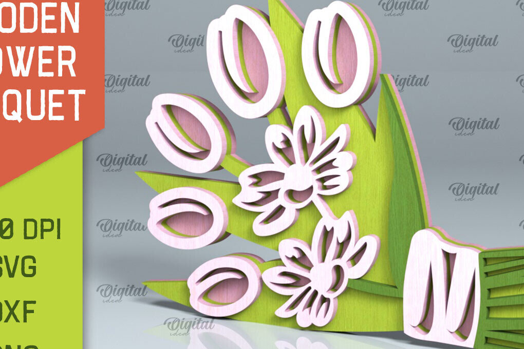 Intra απο ξύλο plywood 3mm-4mm πάχος – Ξύλινο μπουκέτο λουλουδιών Δίασταση  20x20 cm INTRAFABR-93786190