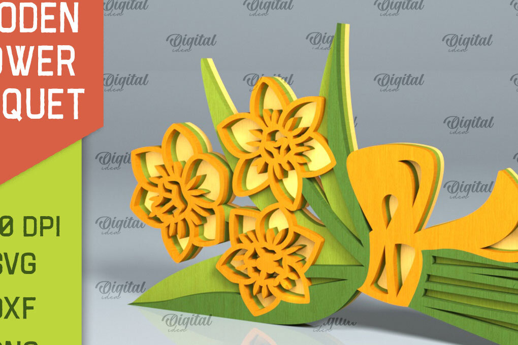 Intra απο ξύλο plywood 3mm-4mm πάχος – Ξύλινο μπουκέτο λουλουδιών Δίασταση 20x20 cm INTRAFABR-93786284