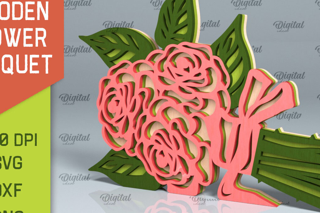 Intra απο ξύλο plywood 3mm-4mm πάχος – Ξύλινο μπουκέτο λουλουδιών Δίασταση  20x20 cm INTRAFABR-93786566