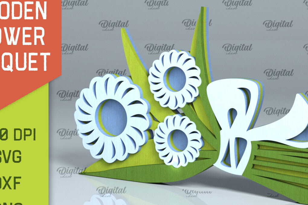 Intra απο ξύλο plywood 3mm-4mm πάχος – Ξύλινο μπουκέτο λουλουδιών Δίασταση  20x20 cm INTRAFABR-93787056