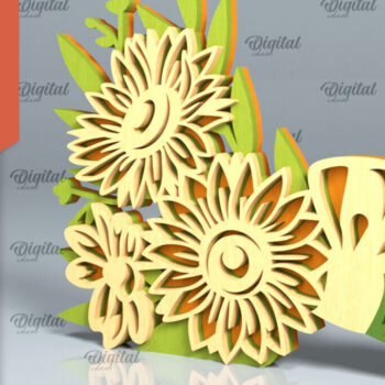 Intra απο ξύλο plywood 3mm-4mm πάχος – Ξύλινο μπουκέτο λουλούδι Δέσμη κοπής με λέιζερ Δίασταση  20x20 cm INTRAFABR-93857874 - Image 2