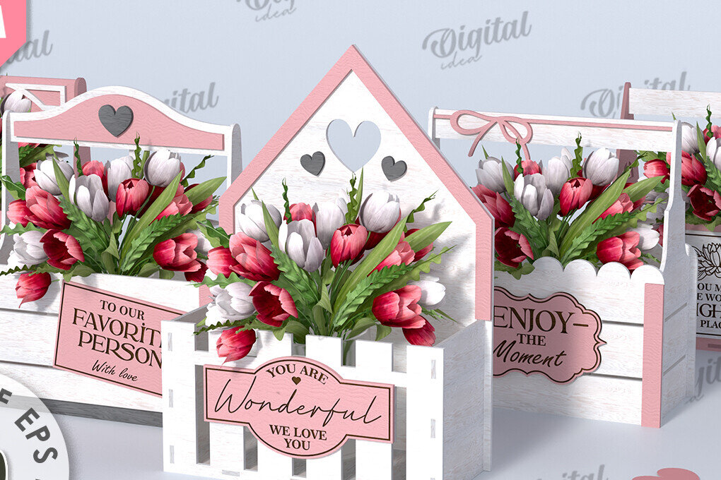 Intra απο ξύλο plywood 3mm-4mm πάχος – Ξύλινα Flower Boxes Πακέτο κοπής με λέιζερ Δίασταση  20x20 cm INTRAFABR-114872790