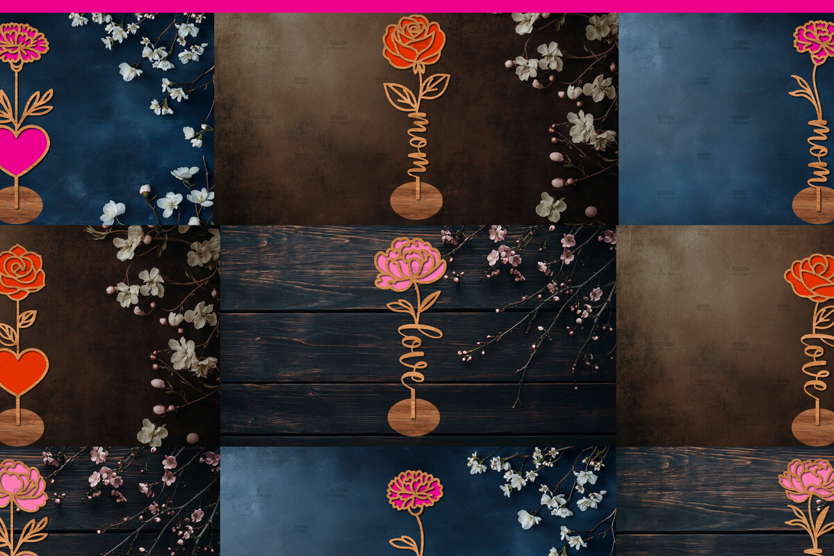 Intra απο ξύλο plywood 3mm-4mm πάχος – Ξύλινη βάση κοπής λουλουδιών με λέιζερ Δίασταση  20x20 cm INTRAFABR-114067203