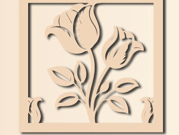 Intra απο ξύλο plywood 3mm-4mm πάχος – Ξύλινο λουλούδι Paper Cut 1580 Δίασταση  20x20 cm INTRAFABR-121706066 - Image 1