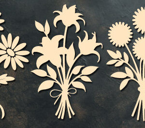 Intra απο ξύλο plywood 3mm-4mm πάχος – Ξύλινο λουλούδι Paper Cut Bundle 1638 Δίασταση  20x20 cm INTRAFABR-122864284