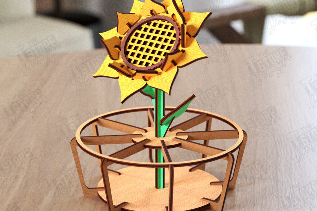 Intra απο ξύλο plywood 3mm-4mm πάχος – Ξύλινο λουλούδι με βάση |Eternal Flower Δίασταση  20x20 cm INTRAFABR-119609667