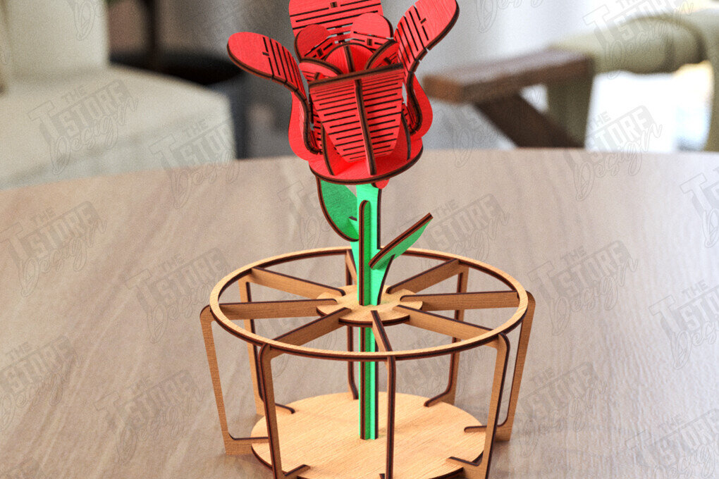 Intra απο ξύλο plywood 3mm-4mm πάχος – Ξύλινο λουλούδι με βάση |Eternal Flower Δίασταση  20x20 cm INTRAFABR-119609670