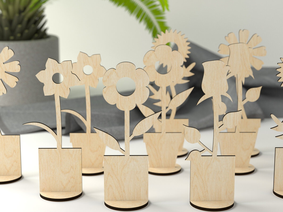 Intra απο ξύλο plywood 3mm-4mm πάχος – Ξύλινα λουλούδια Δίασταση  20x20 cm INTRAFABR-27964175