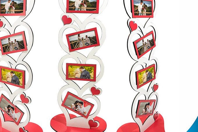 Intra απο ξύλο plywood 3mm-4mm πάχος – Κορνίζα καρδιών με υποστήριξη ξύλινου ποδιού Δίασταση  20x20 cm INTRAFABR-35440990