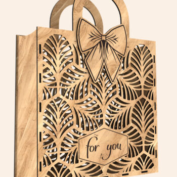 Intra απο ξύλο plywood 3mm-4mm πάχος – Ξύλινη τσάντα δώρου Φιόγκος Δίασταση  20x20 cm INTRAFABR-123766854 - Image 7