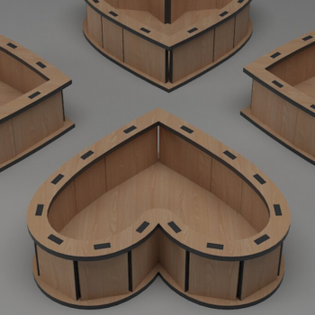 Intra απο ξύλο plywood 3mm-4mm πάχος – Ξύλινο κουτί δώρου-καρδιά 027 Δίασταση  20x20 cm INTRAFABR-117602812 - Image 2