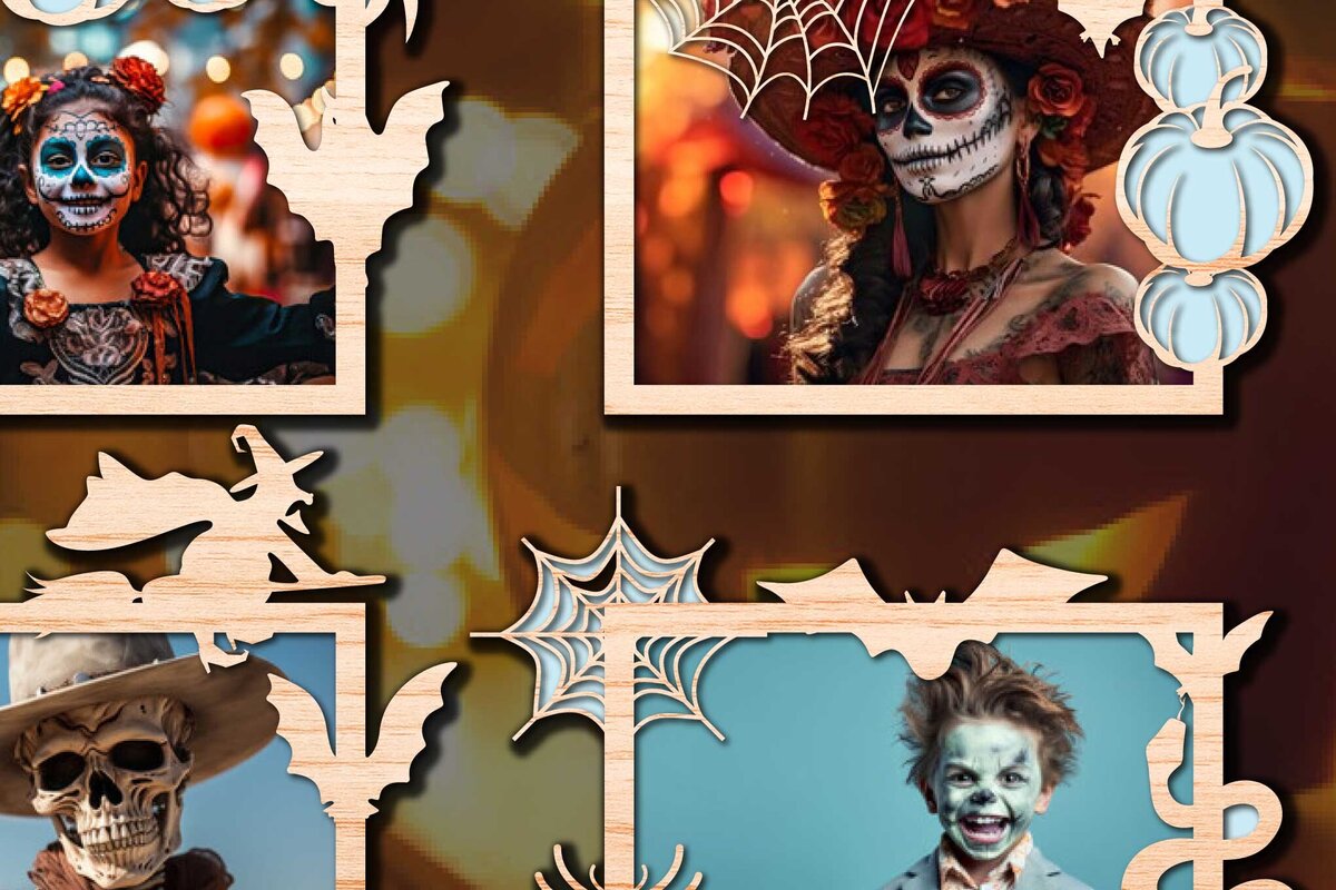 Intra απο ξύλο plywood 3mm-4mm πάχος – Πακέτο με ξύλινη κορνίζα αποκριών Δίασταση  20x20 cm INTRAFABR-78200354