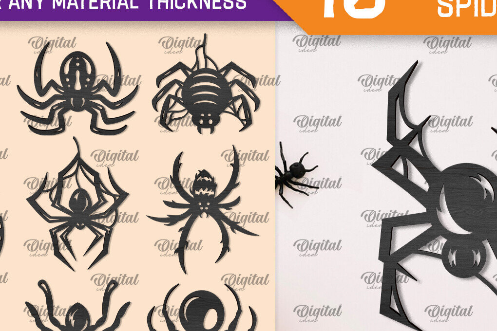 Intra απο ξύλο plywood 3mm-4mm πάχος – Ξύλινη δέσμη Halloween Spiders LaserCut Δίασταση  20x20 cm INTRAFABR-106534834