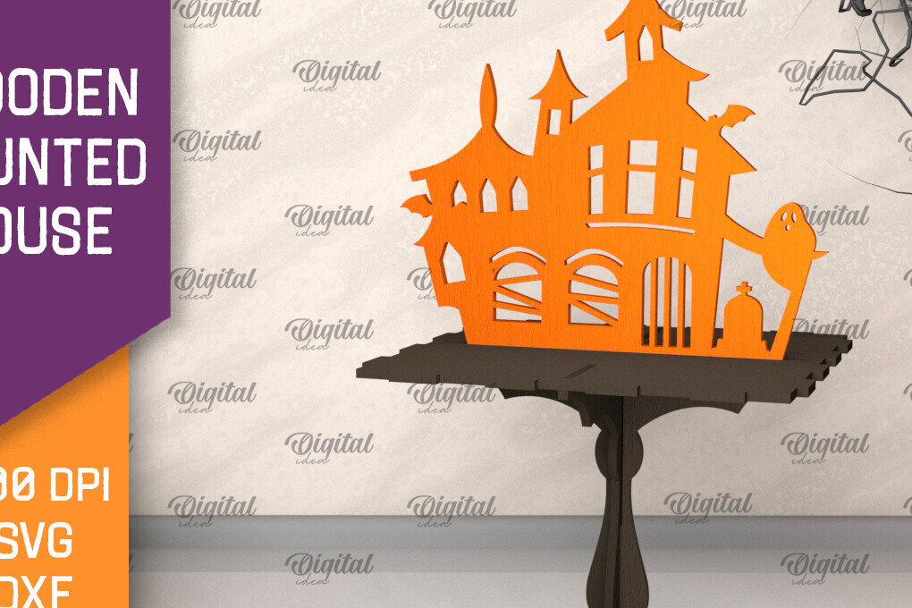 Intra απο ξύλο plywood 3mm-4mm πάχος –  κοπής με λέιζερ ξύλινο στοιχειωμένο σπίτι Δίασταση  20x20 cm INTRAFABR-104756114