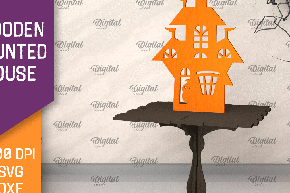 Intra απο ξύλο plywood 3mm-4mm πάχος –  κοπής με λέιζερ ξύλινο στοιχειωμένο σπίτι Δίασταση  20x20 cm INTRAFABR-104755351