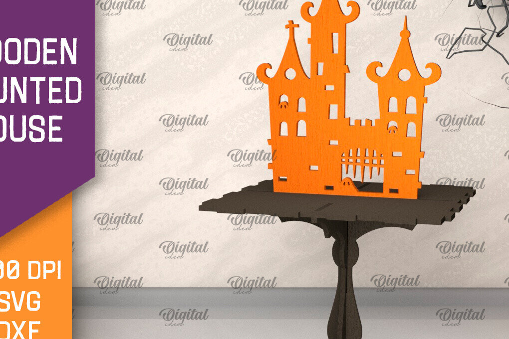 Intra απο ξύλο plywood 3mm-4mm πάχος –  κοπής με λέιζερ ξύλινο στοιχειωμένο σπίτι Δίασταση  20x20 cm INTRAFABR-104755960