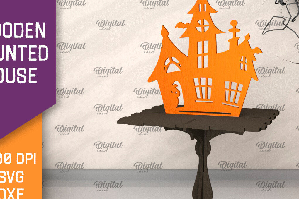 Intra απο ξύλο plywood 3mm-4mm πάχος –  κοπής με λέιζερ ξύλινο στοιχειωμένο σπίτι Δίασταση  20x20 cm INTRAFABR-104756055