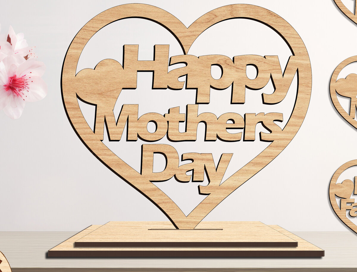 Intra απο ξύλο plywood 3mm-4mm πάχος – Ξύλινα στολίδια σε σχήμα καρδιάς για τη μητέρα Δίασταση  20x20 cm INTRAFABR-93636403