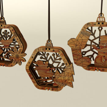 Intra απο ξύλο plywood 3mm-4mm πάχος – Ξύλινα εξάγωνα Χριστουγεννιάτικα στολίδια Δίασταση  20x20 cm INTRAFABR-110907956 - Image 4