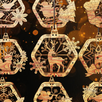 Intra απο ξύλο plywood 3mm-4mm πάχος – Ξύλινα εξάγωνα Χριστουγεννιάτικα στολίδια Δίασταση  20x20 cm INTRAFABR-110907956 - Image 5