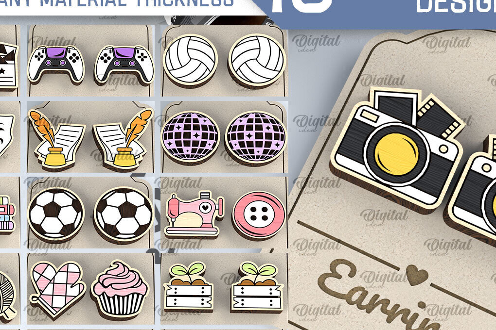 Intra απο ξύλο plywood 3mm-4mm πάχος – Ξύλινα σκουλαρίκια Hobby Δέσμη κοπής με λέιζερ Δίασταση  5x5 cm INTRAFABR-104807694