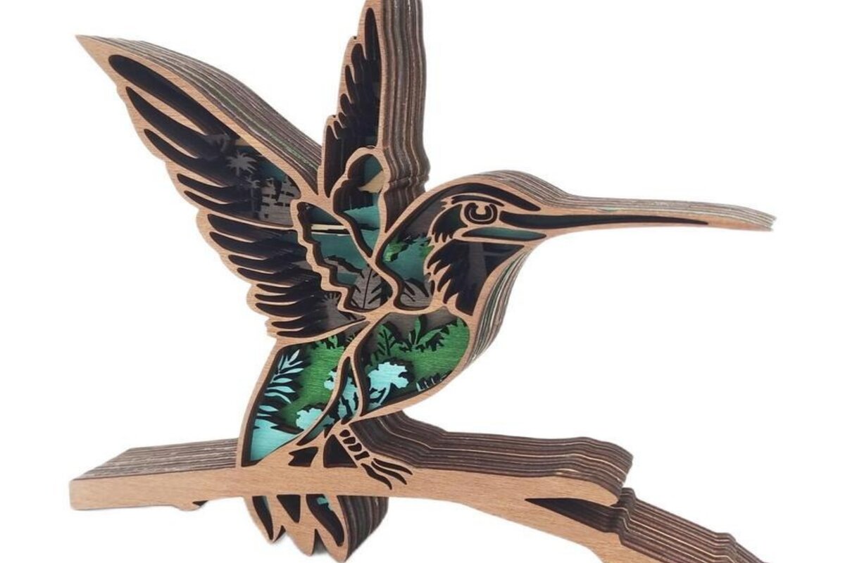 Intra απο ξύλο plywood 3mm-4mm πάχος – Ξύλινο Στολίδι Κολίμπρι Δίασταση  20x20 cm INTRAFABR-51316389