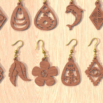 Intra απο ξύλο plywood 3mm-4mm πάχος – Ξύλινα κοσμήματα,Bundle 18 Σκουλαρίκια Δίασταση  5x5 cm INTRAFABR-119064841 - Image 1