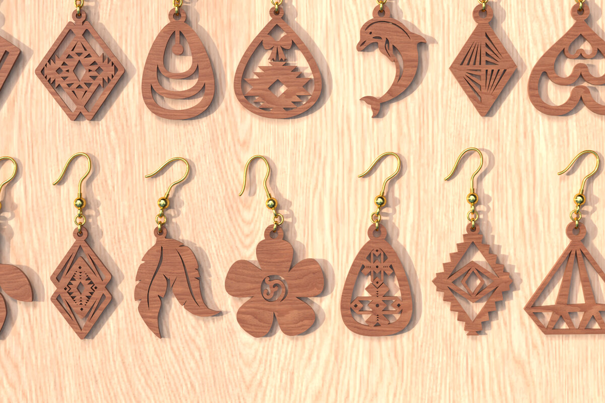 Intra απο ξύλο plywood 3mm-4mm πάχος – Ξύλινα κοσμήματα,Bundle 18 Σκουλαρίκια Δίασταση  5x5 cm INTRAFABR-119064841