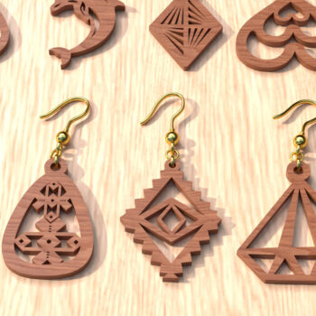 Intra απο ξύλο plywood 3mm-4mm πάχος – Ξύλινα κοσμήματα,Bundle 18 Σκουλαρίκια Δίασταση  5x5 cm INTRAFABR-119064841 - Image 4