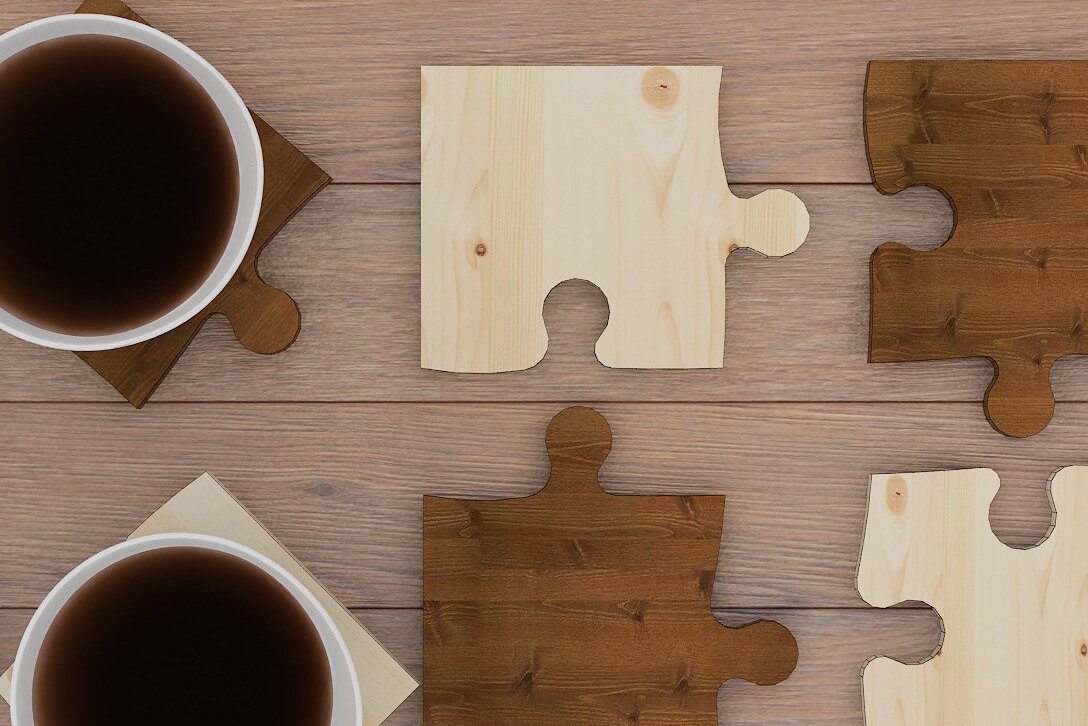 Intra απο ξύλο plywood 3mm-4mm πάχος – Ξύλινο παζλ σουβέρ 4 τεμαχίων Δίασταση  20x20 cm INTRAFABR-42349937