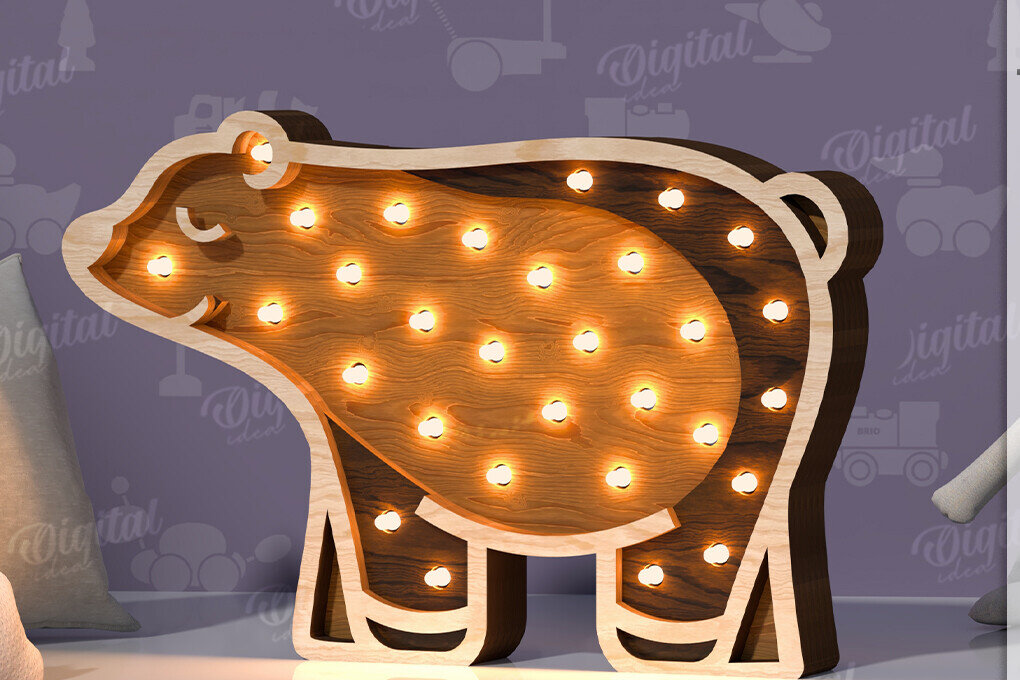 Intra απο ξύλο plywood 3mm-4mm πάχος – Ξύλινο Παιδικό Led Nightlight Laser Δίασταση  20x20 cm INTRAFABR-119078207