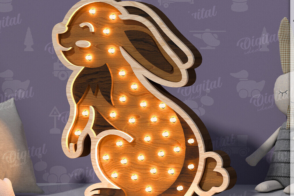 Intra απο ξύλο plywood 3mm-4mm πάχος – Ξύλινο Παιδικό Led Nightlight Laser Δίασταση  20x20 cm INTRAFABR-119078278