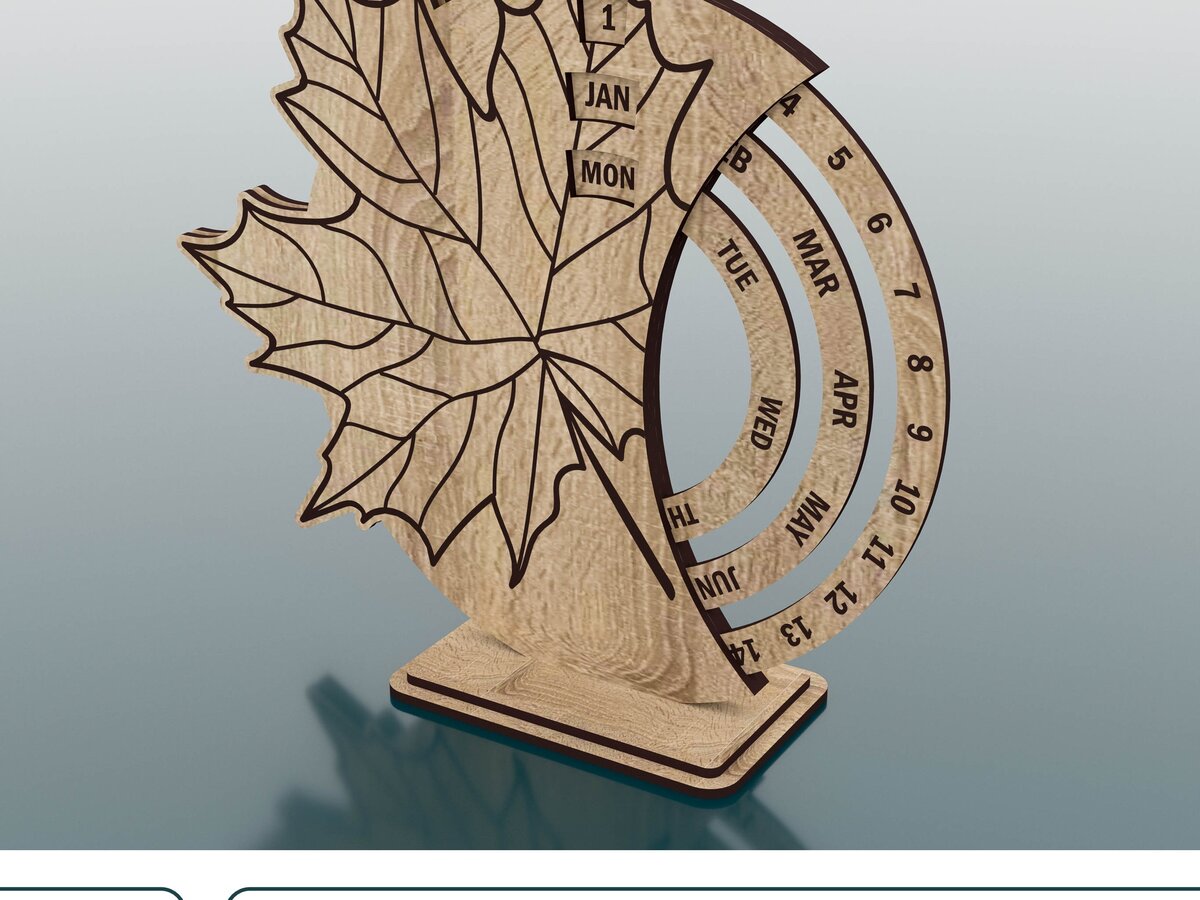 Intra απο ξύλο plywood 3mm-4mm πάχος – Ξύλινο διαρκές ημερολόγιο φύλλων κομμένο με λέιζερ Δίασταση  20x20 cm INTRAFABR-47679531