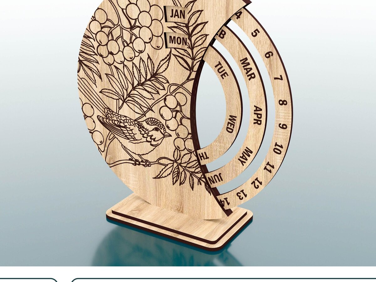 Intra απο ξύλο plywood 3mm-4mm πάχος – Ξύλινο Perpetual Calendar Δίασταση  20x20 cm INTRAFABR-47679274