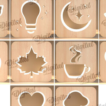 Intra απο ξύλο plywood 3mm-4mm πάχος – Ξύλινη δέσμη κοπής με λέιζερ Led Nightlights Δίασταση  20x20 cm INTRAFABR-109503235 - Image 2