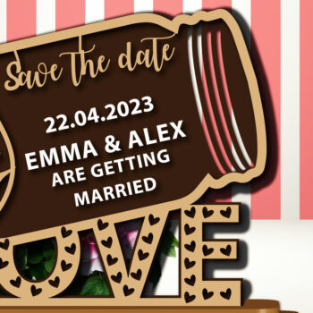 Intra απο ξύλο plywood 3mm-4mm πάχος – Ξύλινο βάζο αγάπης Save the Date Plaque Δίασταση  20x20 cm INTRAFABR-68445483 - Image 1